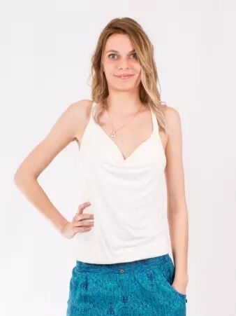 Top Fidji b�nitier blanc top fluide � encolure b�nitier