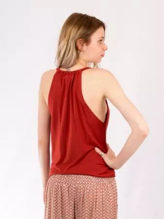 Top Fidji b�nitier rouille top l�ger � drap� naturel