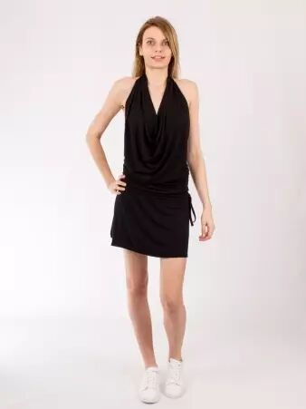 Robe courte b�nitier Nina Noire robe f�minine fluide