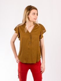 Chemisier Frida Asanoha Safran pi&egrave;ce vestimentaire &agrave; l'allure tendance