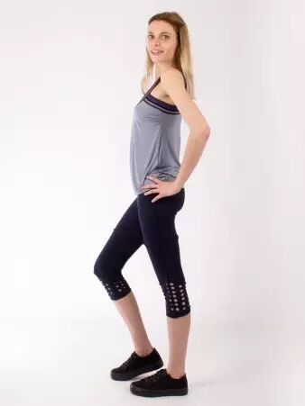 Legging Lazer cut Navy v�tement f�minin structur� et contemporain