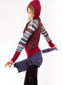 Pochette ceinture boho dentelle bleue accessoire festival