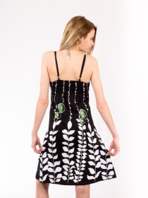 Robe Best Secret Digital Flower noir robe fluide contrast&eacute;e