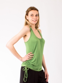 Top Abaya dentelle vert amande top dentelle douce ton amande