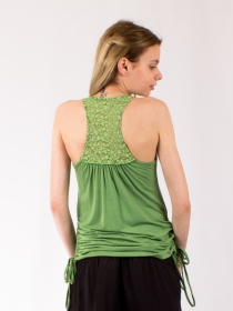 Top Abaya dentelle vert amande top f&eacute;minin vert clair dentelle