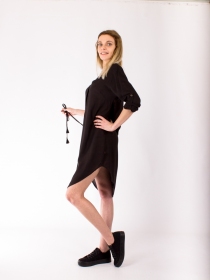 Blouse chemisier Noir au design cr&eacute;atif et identit&eacute; LILALILOU