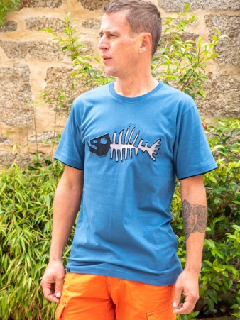 Tee shirt Poisson Darwin Bleu/noir t-shirt poisson darwin bleu et noir graphique