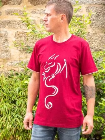 Tee shirt Dragon Rouge grenat t-shirt dragon rouge grenat puissant