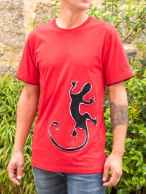 Tee shirt Gecko Climbing Rouge t-shirt gecko rouge graphique