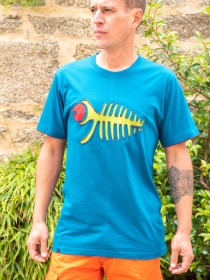 Tee shirt Trippy fish Bleu t-shirt poisson psych&eacute;d&eacute;lique bleu