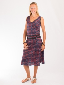 Robe Nagoya Yawari rouge &agrave; motif graphique japonais