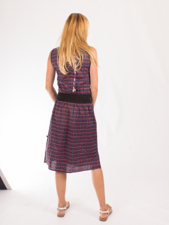 Robe Nagoya Yawari rouge � motif graphique japonais