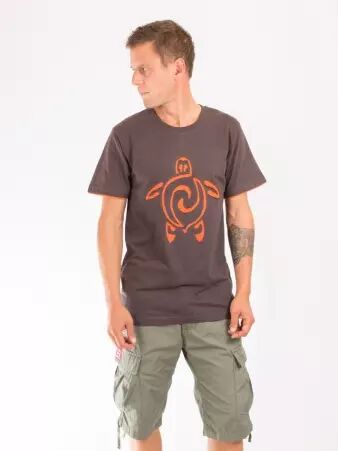 Tee shirt Tortue Fond Brun design Orange t-shirt tortue brun accents orange