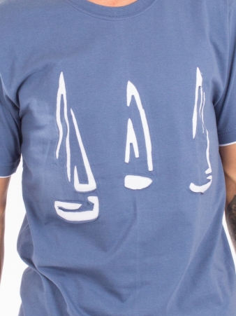 Tee shirt Ship cruise fond bleu design blanc t-shirt croisi�re bleu blanc maritime