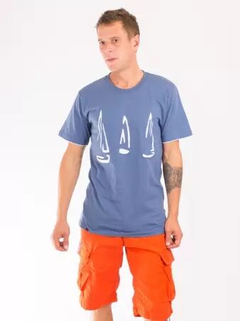 Tee shirt Ship cruise fond bleu design blanc t-shirt croisi�re bleu blanc maritime