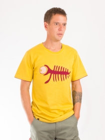 Tee shirt Trippy fish Jaune t-shirt poisson psych&eacute;d&eacute;lique jaune &eacute;nergie solaire