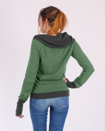 Pull Witch vert lichen maille naturelle
