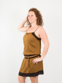 Robe Cha&iuml;ma Asanoha Safran robe fluide graphique d'inspiration japonaise