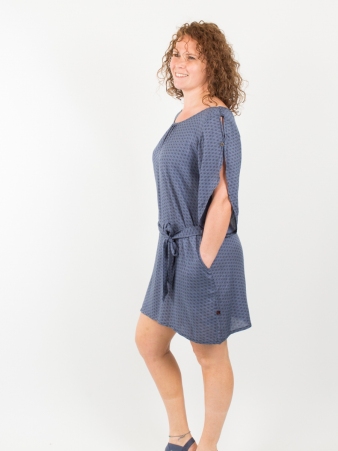 Robe Paquita Asanoha Stone imprim� �l�gant