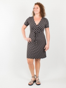 Robe Thia Ankara Graphite robe boh&egrave;me en tissu ankara graphite