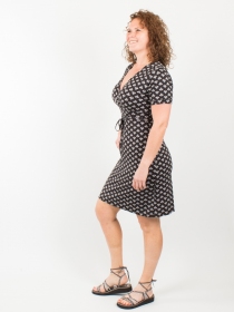 Robe Thia Ankara Graphite robe fluide &agrave; motif ankara gris profond