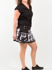 Jupe r&eacute;versible Campbell Scotland Tartan Blanc courte pi&egrave;ce de pr&ecirc;t-&agrave;-porter au tomb&eacute; fluide et &agrave; l'allure moderne