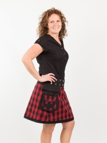 Jupe r&eacute;versible Campbell Scotland Tartan Rouge mi-longue pi&egrave;ce de pr&ecirc;t-&agrave;-porter au tomb&eacute; fluide et &agrave; l'allure moderne