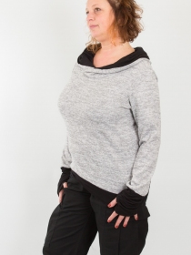 Pull Witch gris chin&eacute; maille douce