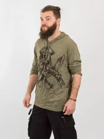 Hoodie Pirate Kaki v�tement chaud � l'esth�tique moderne et facile � associer