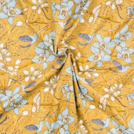 Tissu Colibri Jaune tissu colibri jaune imprim� lumineux