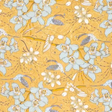 Tissu Colibri Jaune tissu colibri jaune imprim� lumineux