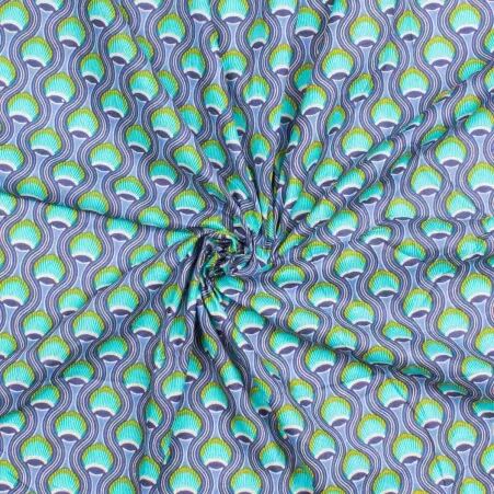 Tissu Plume de Paon Bleu tissu plume de paon bleu motif majestueux