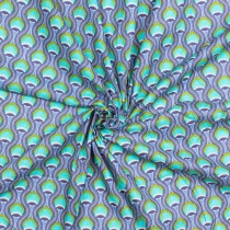 Tissu Plume de Paon Bleu