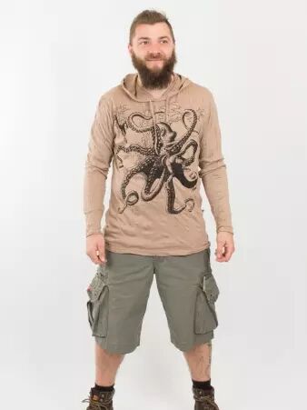 Hoodie Octopus Beige cr�ation textile pens�e pour le confort et le style quotidien