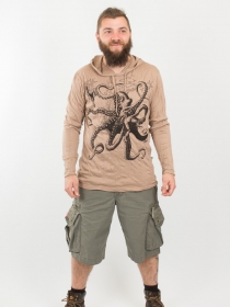 Hoodie Octopus Beige cr&eacute;ation textile pens&eacute;e pour le confort et le style quotidien
