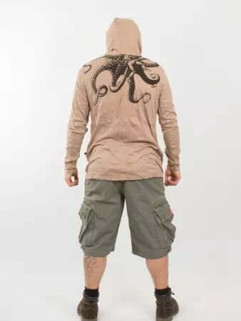 Hoodie Octopus Beige cr�ation textile pens�e pour le confort et le style quotidien