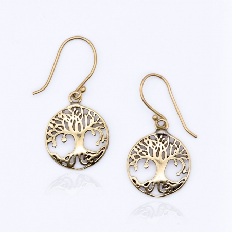 Boucles d'oreilles arbre de vie laitonn�es PM accessoires bijoux tendance