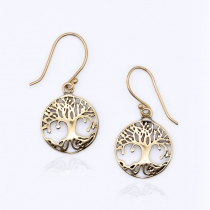 Boucles d'oreilles arbre de vie laitonn&eacute;es PM accessoires bijoux tendance