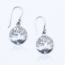 Boucles d'oreilles arbre de vie argent&eacute;es PM accessoires bijoux tendance