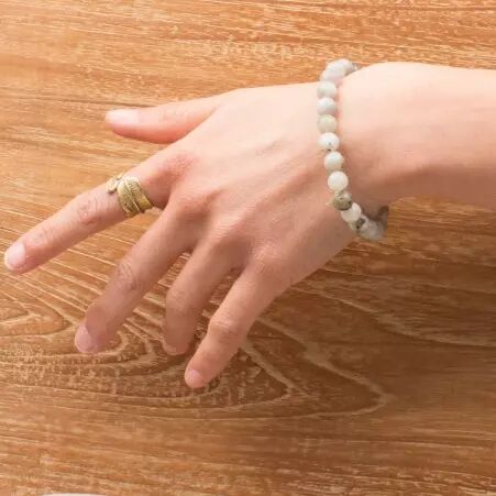 Bracelet Labradorite accessoire textile au look moderne