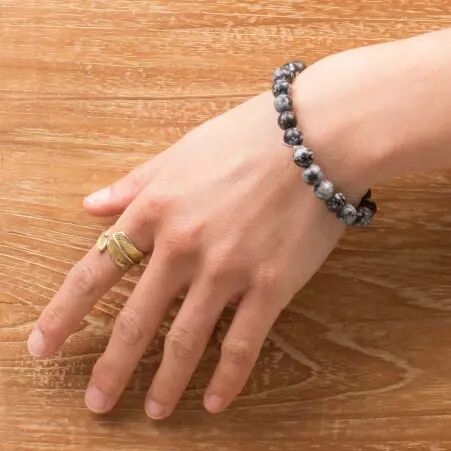 Bracelet Obsidienne neige accessoire mode � l'allure contemporaine