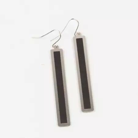 Boucle d'oreille Lign noir bijou mode � l'esth�tique minimaliste