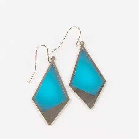 Boucle d'oreille Losange bleu accessoire bijou au look g�om�trique