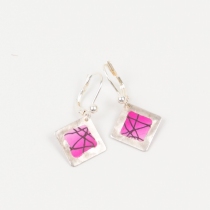 Boucle d'oreille Square rose bijou mode &agrave; l'esth&eacute;tique douce