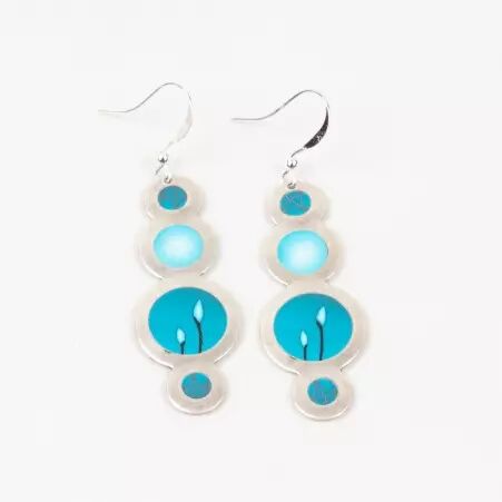 Boucle d'oreille Nuages bleu turquoise bijou mode � l'esth�tique l�g�re
