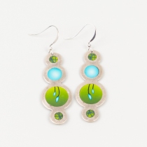 Boucle d'oreille Nuages vert bijou mode &agrave; l'esth&eacute;tique fra&icirc;che