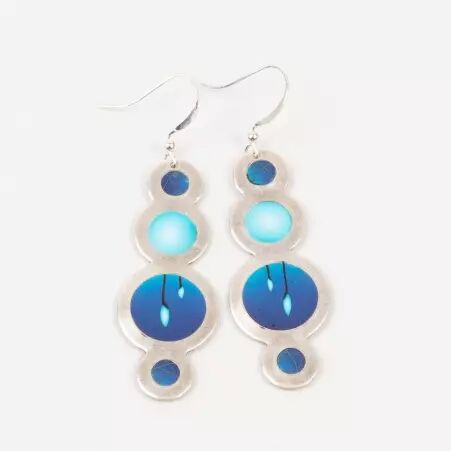 Boucle d'oreille Nuages bleu p�trole accessoire bijou au look fluide
