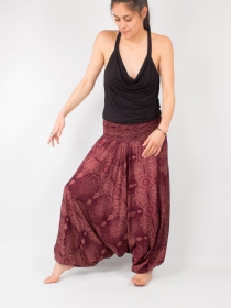 Sarouel Alibaba Peacock Rouge sarouel fluide motif paon rouge intense