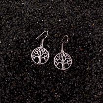 Boucles d'oreilles arbre de vie argent&eacute;es PM bijoux mode &agrave; l'allure &eacute;l&eacute;gante