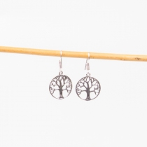 Boucles d'oreilles arbre de vie argent&eacute;es PM accessoires bijoux contemporains